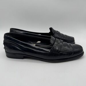 Tod's Womens Black Leather Penny Loafers Classic Slip On Dress Shoes‎